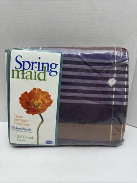 Springmaid 030473632378 Nos Spring Maid Queen Flitted Sheet 200 Thread Count Highland Plaid No-iron