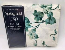 Springmaid 030473636611 Vintage Twin Fitted Sheet Ivy Arbor Green Cotton/polyester Nos Exc Springmaid 030473636611 Vintage Twin Fitted Sheet Ivy Arbor Green Cotton/polyester Nos Exc