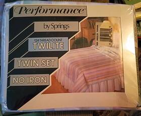 Springs 026598189705 Performance By 124 Cnt Twilite Sea Breeze Stripe Perwnk Twin Bed Sheet