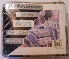 Springs 026598334778 New Sealed Performance Twilite Twin Sheet Set By Laramie Pattern Beige