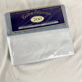 Springs 026598372992 New Cotton Elegance King Flat Sheet Carolina Iris Blue Gingham No Iron