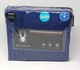 Spyder 194382176924 Cooling Sheet Set Queen Bedding Sheets Navy Breathable 4 Pillowcases 6 Pc