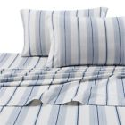 St200edsstwdb Tribeca Living Printed Flannel Piece Stripe Sheet Set By Light