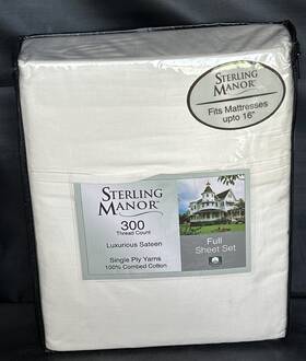 Sterling Manor 842164018541 300 Tc Full Size 4pc Sheet Set Combed Cotton Blend Ivory Color Sterling Manor 842164018541 300 Tc Full Size 4pc Sheet Set Combed Cotton Blend Ivory Color