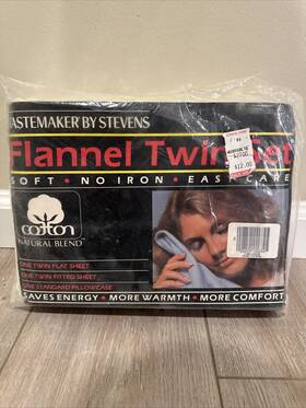 Stevens 028828006745 New Vtg Tastemaker By Flannel Twin Sheet Set Bone 100 Percent Cotton