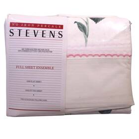 Stevens 028828267214 Vintage 4 Piece Percale Full Sheet Set Classic Rose Made In Usa New