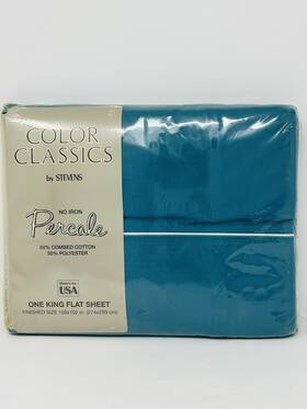 Stevens 028828287472 Nos Vtg Color Classics By Percale King Flat Sheet Aqua Teal Kmart Sealed Stevens 028828287472 Nos Vtg Color Classics By Percale King Flat Sheet Aqua Teal Kmart Sealed