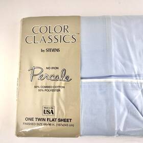 Stevens 028828288080 Twin Flat Sheet Pale Sky Blue Percale No Iron 66 X 96 Made In Usa Kmart