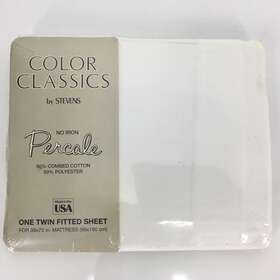 Stevens 028828288172 Vintage White Twin Fitted Sheet Percale No Iron Color Classics Usa Made