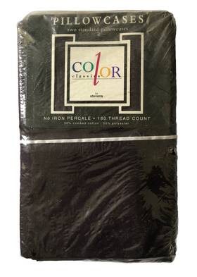 Stevens 028828449665 Standard Black Pillowcases Vtg Sealed Steven S Color Classics No Iron Percale Stevens 028828449665 Standard Black Pillowcases Vtg Sealed Steven S Color Classics No Iron Percale