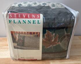Stevens 028828735355 Vintage Northwoods King Set Flannel 100% Cotton Sheet By New