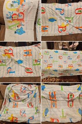 245c Stevens Vintage 1970s-80s Sesame Street Abc Alphabet Twin Sheet Set 3pcs With Pillowcase