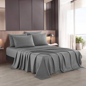 Stratford Park 810105138030 Evan 6 Piece Embossed Sheet Set Bed Size King Dark Grey Sof