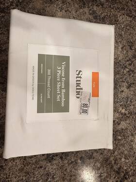 Bbb-studio3b-sheetset-twin-wh Studio 3b Viscose Made From Bamboo 300-thread-count Twin Sheet Set In White