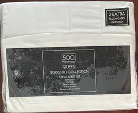 Sunham 734737457317 6 Pc Sorrento Collection Queen Sheet Set 500tc Cotton Blend White 18 Deep