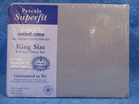 Superfit 642806226941 Percale 6 Pc King Bed Sheet 200 Tc Purple Deep Pocket Cotton Blend