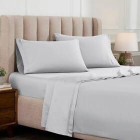 1000oqsh Superior Cotton 4 Piece Sheet Set 1000 Tc Sustainable Sheets Soft Platinum Sq