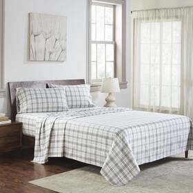Superior 190052325296 Plaid Flannel Cotton Sheet Set Fuzzy Warm Sheets Rustic Classic Farmhouse B