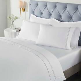 Superior 190052332447 Fieldstone Cotton Two-line Embroidered Bed Sheet