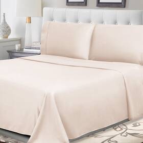 Superior 190052372924 300 Thread Count Cotton Percale Sheet Set Solid Silky-soft Cooling Sheets