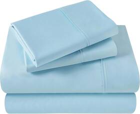 400qnsh Superior Egyptian Cotton 400 Thread Count Bed Sheet Set 1 Queen Light Blue