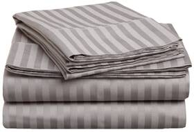 Superior 855031056744 Striped 300-thread Sheet Set Premium Long-staple Cotton Twin Xl Grey