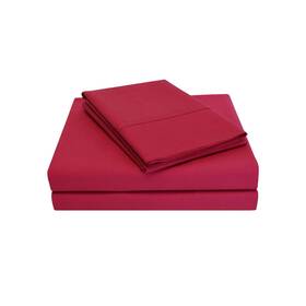 Superior 855031160618 Cotton Percale Deep Pocket Sheet Set Queen Burgundy 4-pieces
