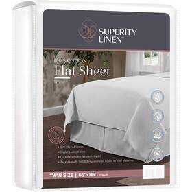 Superity Linen 812408035795 Twin Size Flat Sheet For Bed - 100% Cotton Superity Linen 812408035795 Twin Size Flat Sheet For Bed - 100% Cotton