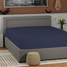 Supreme Elegance 840380929757 100% Cotton Full Size Fitted Sheet Dark Blue Breathable And Lightweight
