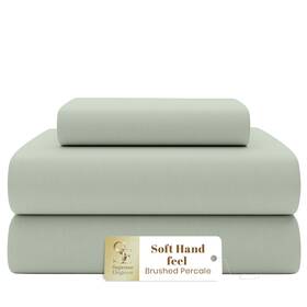 Supreme Elegance 840380930906 Twin Xl Size Cotton Rich Light Green Dorm Bedding Set Brushed Percale Weave