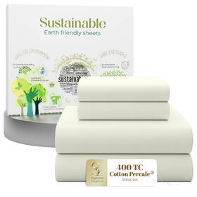Supreme Elegance 840708176092 4 Pcs 100% Cotton Full Size Sheets Set Light Ivory 400 Thr