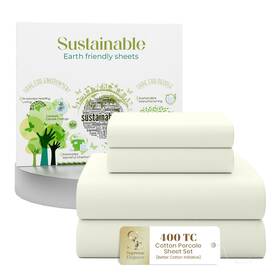 Supreme Elegance 840708176108 100% Cotton Sheets Ivory Queen Bed 400 Thread Count Percale Weave Cooling Shee Supreme Elegance 840708176108 100% Cotton Sheets Ivory Queen Bed 400 Thread Count Percale Weave Cooling Shee