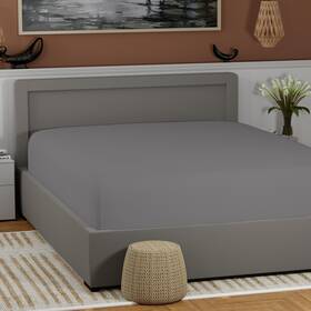 Supreme Elegance 840708176924 100% Cotton Gray King Size Fitted Sheet Only Lightweight And Breathable Bottom