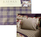 Surrey Garden Ralph Lauren Tattersall Full Flat Sheet Purple Beige Cotton New 886087051186