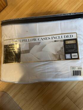 Sutton Luxurious Home 814170021822 1000-thread-count 6-piece King Cotton Sheet Set White 4 Pillowcases