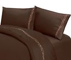 Sw3500-qn-ch Hiend Accents Embroidered Barbwirewestern Sheet Set Queen Chocolate 890830102469