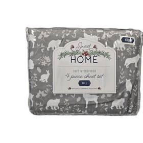 Sweet Home 091116737638 Sheet Set Full 4 Piece Gray White Bears Wolfs Deer Rabbits Woodland Sweet Home 091116737638 Sheet Set Full 4 Piece Gray White Bears Wolfs Deer Rabbits Woodland