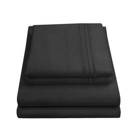 15tc-k-blk Sweet Home Collection King Size Sheets - Breathable Luxury Bed With Full Elastic Black