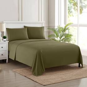 15tc-q-olv Sweet Home Collection Queen Size Bed Sheets - Breathable Luxury With Full Olive