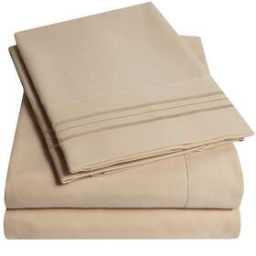 Sweet Home Collection 616316845664 1500 Supreme Queen Sheet Sets Taupe - Luxury Hotel Bed Sheets And