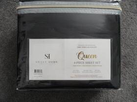 Sweet Home Collection 635409284760 1800 Thread Count Black 4 Piece Queen Sheet Set