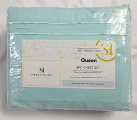 Sweet Home Collection 635409284821 New 4 Piece 1800 Thread Baby Blue Sheet Set Queen