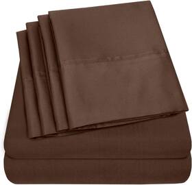 Sweet Home Collection 635409294738 Twin Size Bed Sheets - 4 Piece 1500 Supreme Brown