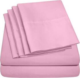 Sweet Home Collection 842491100551 Queen Sheets Pink - 6 Piece 1500 Pack Of 1