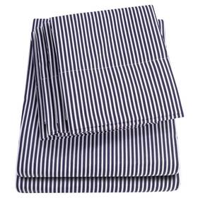 Sweet Home Collection 842491101541 Queen Sheets Stripe Navy - 6 Piece 1500 Supreme Fine Brushed Micro