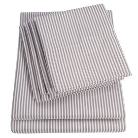 Sweet Home Collection 842491101558 Queen Sheets Stripe Grey - 6 Piece 1500 Supreme Fine Brushed Micro Sweet Home Collection 842491101558 Queen Sheets Stripe Grey - 6 Piece 1500 Supreme Fine Brushed Micro