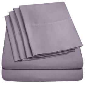Sweet Home Collection 842491106454 Sheets Plum 6 Piece 1500 Supreme Fine Brushed Microfiber Deep Pocket