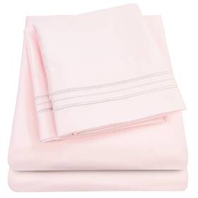 Sweet Home Collection 842491106874 1500 Supreme Full Sheet Sets Pale Pink - Luxury Hotel Bed Sheets A