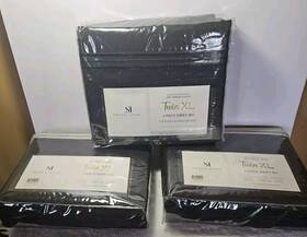 Sweet Home Collection 842491125165 3 Sets Twin Xl Piece Sheet Set 1800 Thread Count Deep Pocket Black