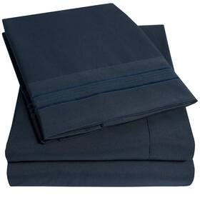 Sweet Home Collection 842491125837 1500 Supreme Extra Soft Rv Short Queen Sheets Set Navy Blue - Lux